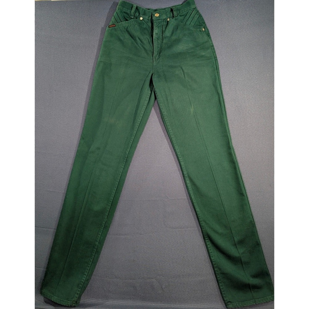 Vintage Lawman Western High Waist Pleated Yoke Jean Emerald Green Cotton Sz25/34